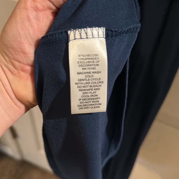 Light Navy Blue Tie Waist Dress - Picture 5 of 6